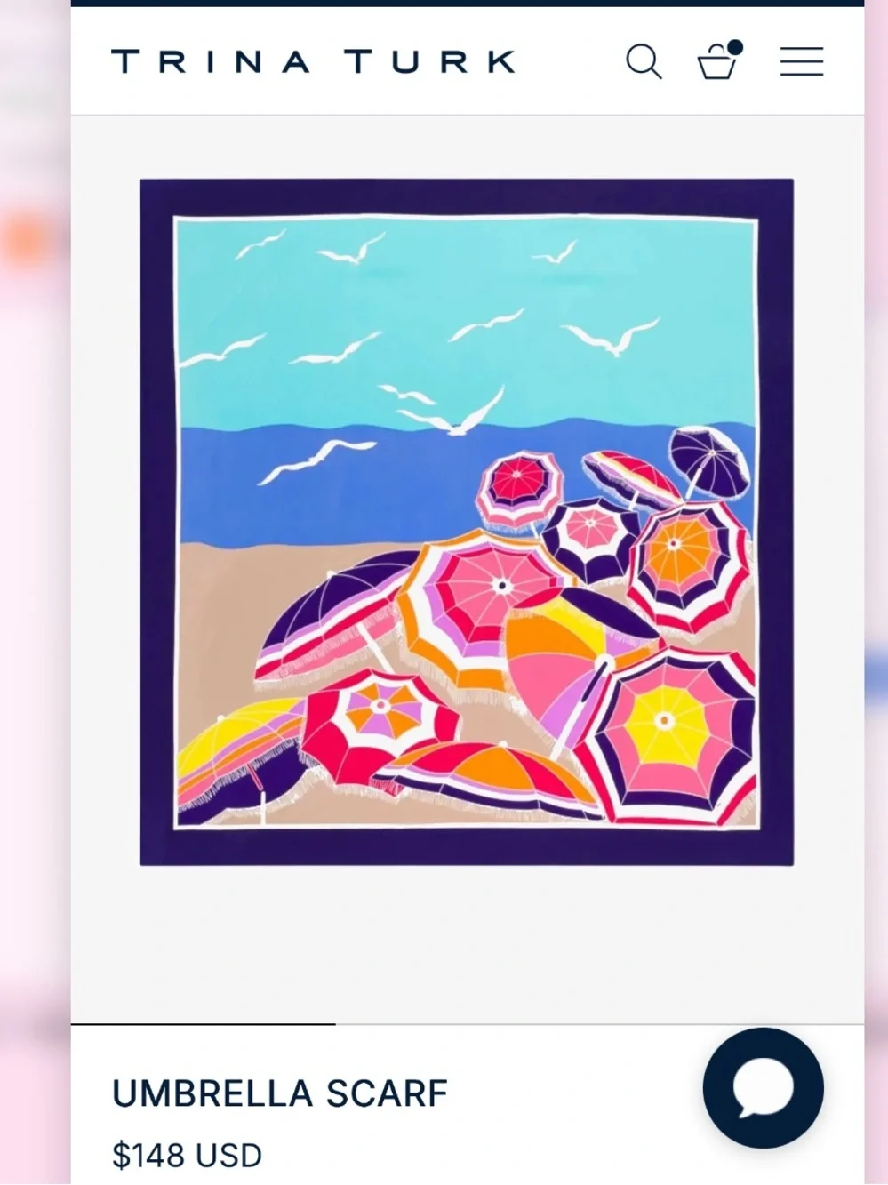Trina Turk Multicolor Beach Umbrella Scarf with Navy Border